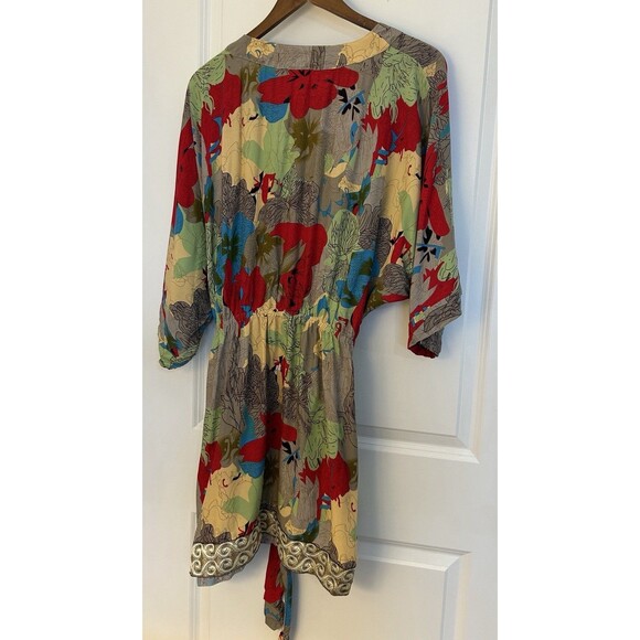 Punjammies by Sudara Womens Robe Medium Large Floral Kimono Pockets Tie Belt - Picture 5 of 10